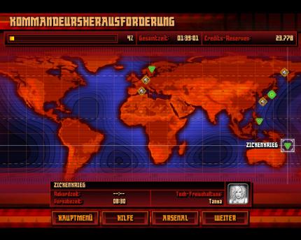 Auf einer Weltkarte wählen Sie beim Herausforderungs-Modus die nächste Mission aus. Sowohl Haupt- als auch Nebenaufgaben stehen zur Verfügung. 
