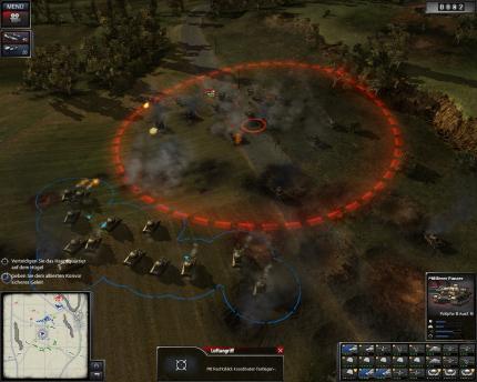 Sogar die kleinen blauen Ringe um ausgewählte Einheiten erinnern stark an World in Conflict und Company of Heroes.