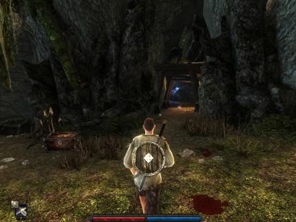 Die hungrigen Wölfe verstecken sich in einer Höhle hinter dem Novizenhof. Wenn die Biester Ihnen zu stark sind, locken Sie diese zu den Novizen, sie steigen in den Kampf ein.