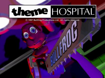 Das makabre Titelbild zu Theme Hospital.
