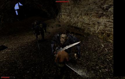 Schlacht um Khoronis: Der Spieler stellt sich einer Horde Orks in den Weg. Keine gute Idee, so ganz ohne Rüstung …