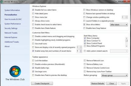 Ultimate Windows Tweaker