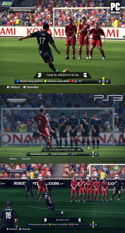 Eine typische Freistoß-Situation in PES 2010 - auf PC, Xbox 360 und PS3.