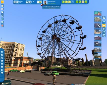 STILLSTAND Animationen fehlen zu oft. So wirkt dieses Riesenrad eher wie nach einem Atomkrieg.Ein animiertes Riesenrad soll nachgeliefert werden. Frech!