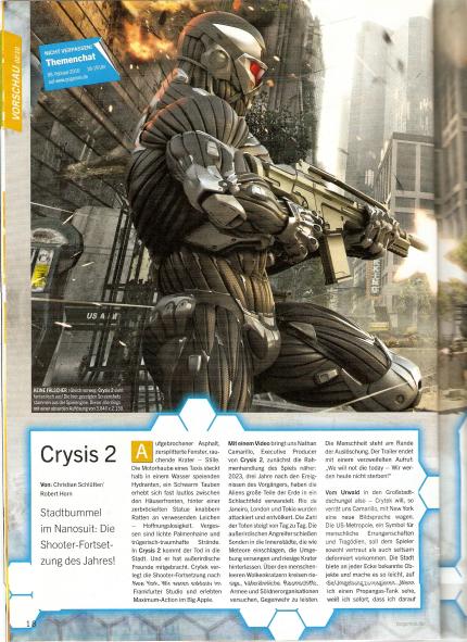 Service von PC Games: Zu ausgewählten Themen (etwa Crysis 2) finden Themenchats mit den Redakteuren statt - stellen Sie Ihre Fragen, geben Sie Ihre Meinung ab!