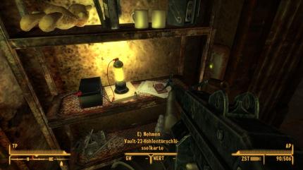 Die Zugangskarte für die verschlossene Höhlentür von Vault 22 befindet sich in diesem Regal in den Wohnquartieren auf Ebene zwei. 