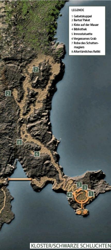 Die Map zum Kloster und den Schwarzen Schluchten.