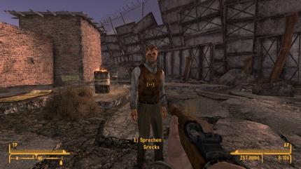 Für das Atomic Wrangler suchen wir nach Schuldnern in Freeside und erleichtern sie um ihre Kronkorken. Der Ghul Grecks ist einer von ihnen. Er versteckt sich auf der Ostseite des Old Mormon Forts.