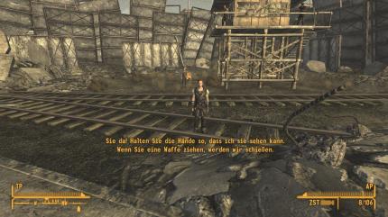 Nachdem wir beim King Bericht erstattet haben, greifen ein paar Mitglieder der Kings die RNK an. Wir nähern uns den Soldaten mit eingesteckter Waffe, um einen gewalttätigen Zwischenfall zu vermeiden.