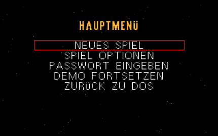 Das Hauptmenü von Rebel Assault.