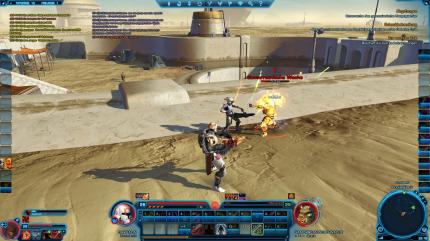 In SWTOR besucht der Spiele bekannte Orte aus dem SWTOR-Universum, hier Tatooine.