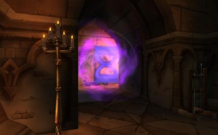 Die Sanduhr im Dungeonportal zeigt an, dass der Herausforderungsmodus aktiviert ist.
