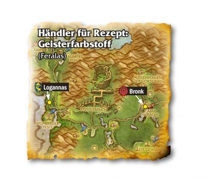 Die Händler für das Geisterfarbstoff-Rezept finden Sie in Feralas. 