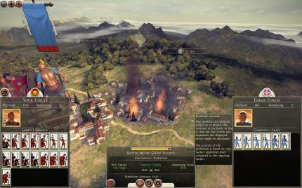 Total War: Rome 2 in der Vorschau - Wir wollen den Angriff auf die Stadt Lucera nicht mühselig in einer Echtzeit-Schlacht entscheiden - dazu sind die Verteidiger zu schwach. Also lassen wir das Ergebnis einfach vom Spiel berechnen.