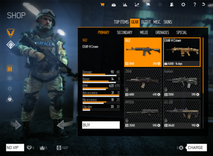 Warface im Test: Bessere Waffen schaltet man durch Leveln frei. Besonders effektives Kriegsgerät ist nur mit Crown-Money erhältlich.
