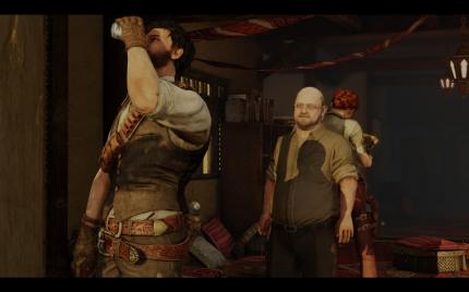 Deadfall Adventures: Der Charakter Quartermain ist als Spieler und Schluckspecht angelegt.