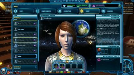 Neben der Hardware könnt Ihr auch Eure individuelle Crew zusammenstellen und zum Beispiel Jedi-Schülerin Kira als Co-Pilotin mitnehmen.