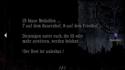 Resident Evil 4 - Die blauen Medaillen: Sammelt alle 15 blauen Medaillen ein und erhaltet vom Händler die Punisher samt Upgrade Feuerkraft Level 2 als Geschenk (2)