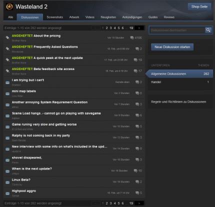 Spieler und Entwickler tauschen sich meist per Forum aus.