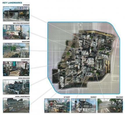 Die Titanfall Map 'Angel City' aus der Top-Down-Ansicht.