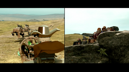 LEGO Der Hobbit Komplettlösung: Ein Hauch von 24: Während Radagast die Wargreiter ablenkt, flieht die Zwergen-Unternehmung.