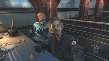 Die böse Faschistin Frau Engel unterzieht uns einem Test - einer der spannendsten Momente im Spiel. (PS4)