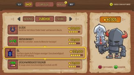 Die Upgrades im Shop sind allesamt gleich nützlich. Bezahlt wird mit Gold und nicht mit echtem Geld.