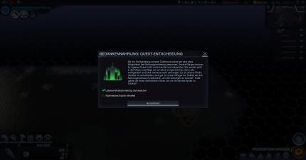 Civilization: Beyond Earth - Dank des neuen, motivierenden Quest-Systems lassen sich unsere Gebäude mit Spezial-Boni aufwerten. Zur Wahl stehen immer zwei Verbesserungen, von denen wir eine annehmen können.