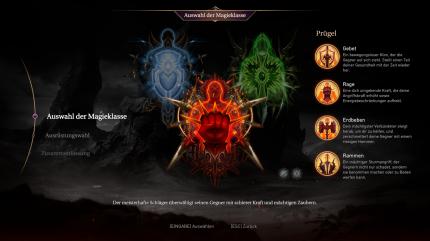 Zu Spielbeginn wählen wir keine feste Klasse, sondern einen von drei Magietypen. (PC)