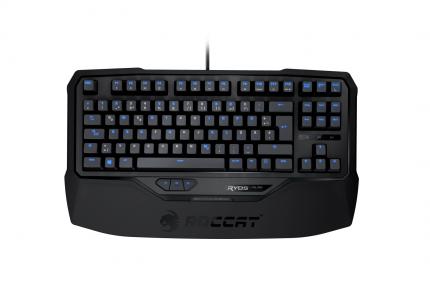 Roccat Ryos TKL Pro mit drei unter der Leertaste liegenden Makrotasten, zudem sind alle Tasten programmierbar
