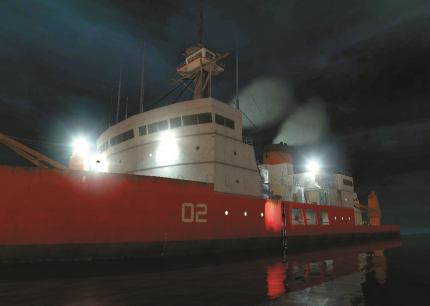 Icebreaker Borealis. Auf dem Schiff Borealis sollte das Spiel eigentlich starten. Doch später entschlossen sich die Entwickler, die Szene zu streichen und City 17 dafür herzunehmen.