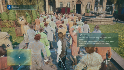 Mischt euch unters Volk, sobald ihr in Assassin's Creed: Unity von Ordnungshütern verfolgt werdet, um sie wieder loszuwerden.