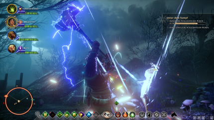 Dragon Age: Inquisition im Test - Nächtliche Stimmung im Questgebiet Fahlbruch, in dem ihr es mit vielen Untoten zu tun bekommt.