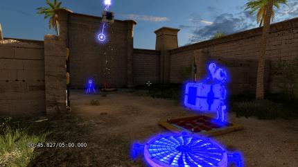 Der blaue Android ist eine Kopie der Spielfigur und wiederholt den zuvor aufgezeichneten Bewegungsablauf.