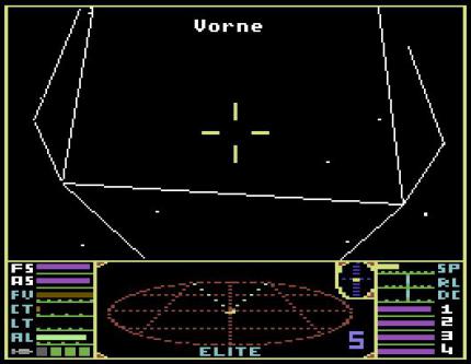 Auf der Suche nach den besten Handelsrouten durchstreiften Elite-Spieler ab 1984 die Galaxis. Die C64-Version hatte noch bescheidene Grafik.