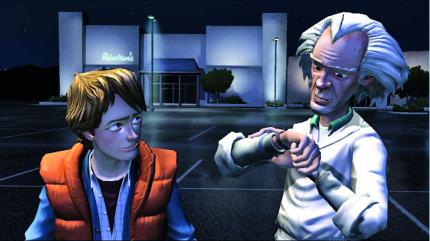 Marty und Doc erleben als Cel-Shading-Figuren ein paar tolle, neue Zeitreiseabenteuer. (Zurück in die Zukunft - Das Spiel) Quelle: PC-Version