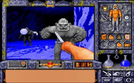 In Ultima Underworld 2 bereiste man verschiedene Welten wie diese Eiswelt voller gefährlicher Yetis.