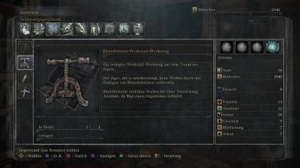 Mit dem Werkzeug levelt ihr eure Waffen auf.