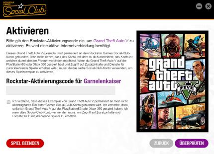 Beim Aktivierungsprozess von GTA 5 PC über Rockstars Social Club wird der Freischalt-Code angezeigt (im Screenshot entfernt). Bedenkt dies, wenn ihr beispielsweise einen Live-Stream plant.