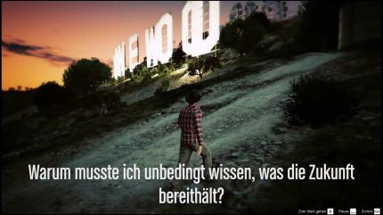 Mit den platzierbaren Texteinblendungen lassen wir unseren Cowboy seinen inneren Monolog über sein schweres Schicksal vortragen.