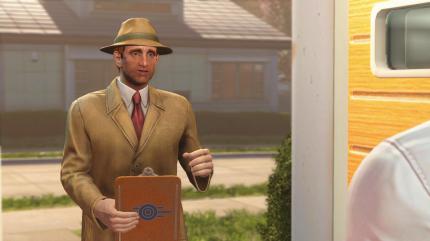 Im Intro klingelt der freundliche Vault-Tec-Vertreter und nimmt nur noch ein paar Daten auf. Hier legt ihr eure Anfangs-Werte für Special-Attribute fest.
