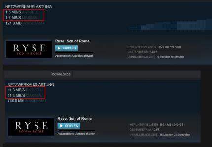 Beim Praxiseinsatz mit Steam macht sich der Wechsel von den alten zu den neuen Adaptern deutlich bemerkbar. Jetzt lassen sich auch große Spiele-Clients schnell runterladen.