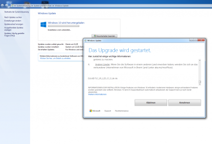 Windows 10 Upgrade über das Windows 7-Update starten
