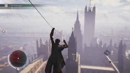 Nutzt euren neuen Seilwerfer, um am Big Ben voranzukommen.