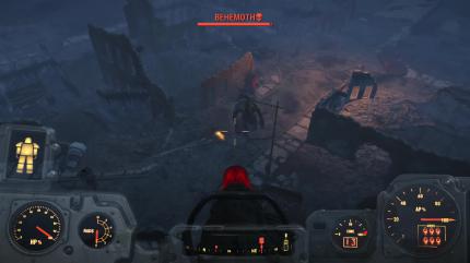 Dort erledigt ihr vom Vertibird aus einen Supermutant-Behemoth mit der Minigun.