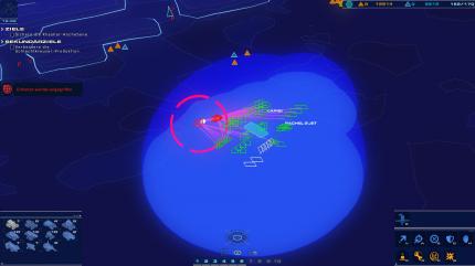 Ein typisches Homeworld-Feature ist die blaue Taktik-Ansicht, mit der ihr anhand von Symbolen eure Einheiten über die Karten scheuchen und befehligen könnt.