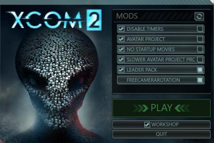 Launcher, linksseitig mit großem Alienkopf und rechtsseitig mit User-Interface