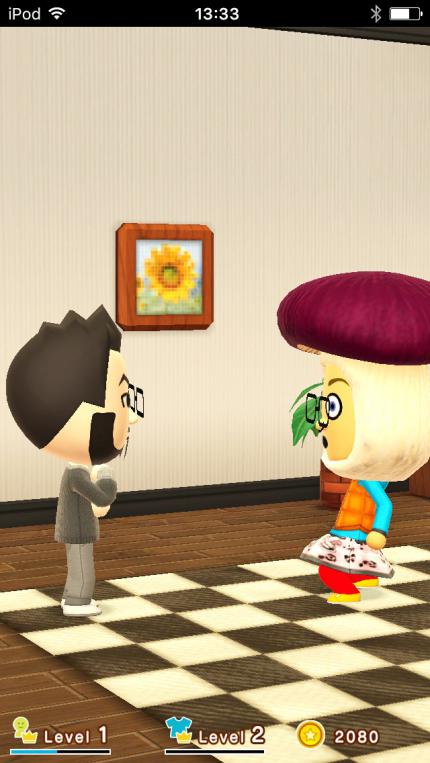 Hier besucht gerade ein Pilzkopf aus Nintendos Presseteam den guten Ben in seinem Miitomo-Haus. Das ist nett!