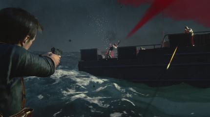 Schießt auf das Fass auf dem Boot, um kurzen Prozess mit den Feinden zu machen.
