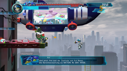 Die meisten Stages bieten vom Layout her nicht viel mehr als den bekannten Einheitsbrei. Hier fühlen wir uns doch sehr an die Stage von Storm Eagle aus Mega Man X erinnert.